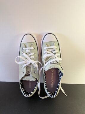 New Converse Low-Top Sneakers in Mint with Zebra Lining, Padded Tongue & Ankle.